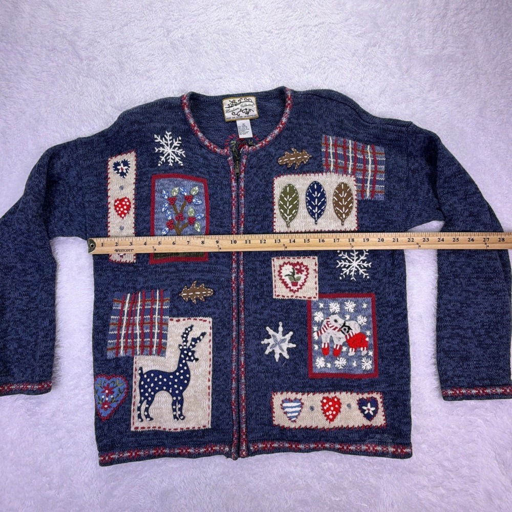 Vintage Heirloom Collectibles Cardigan Sweater Womens Medium Christmas Full Zip‎ - Picture 4 of 6